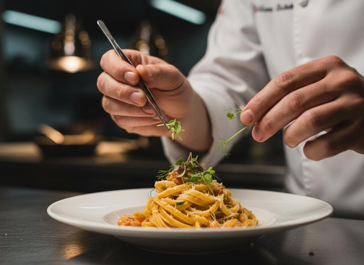 Chef plating a dish